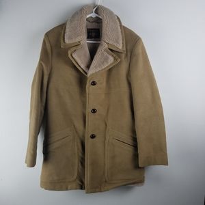 Mens Vtg TRENCH Duffle COAT Sherpa Suede